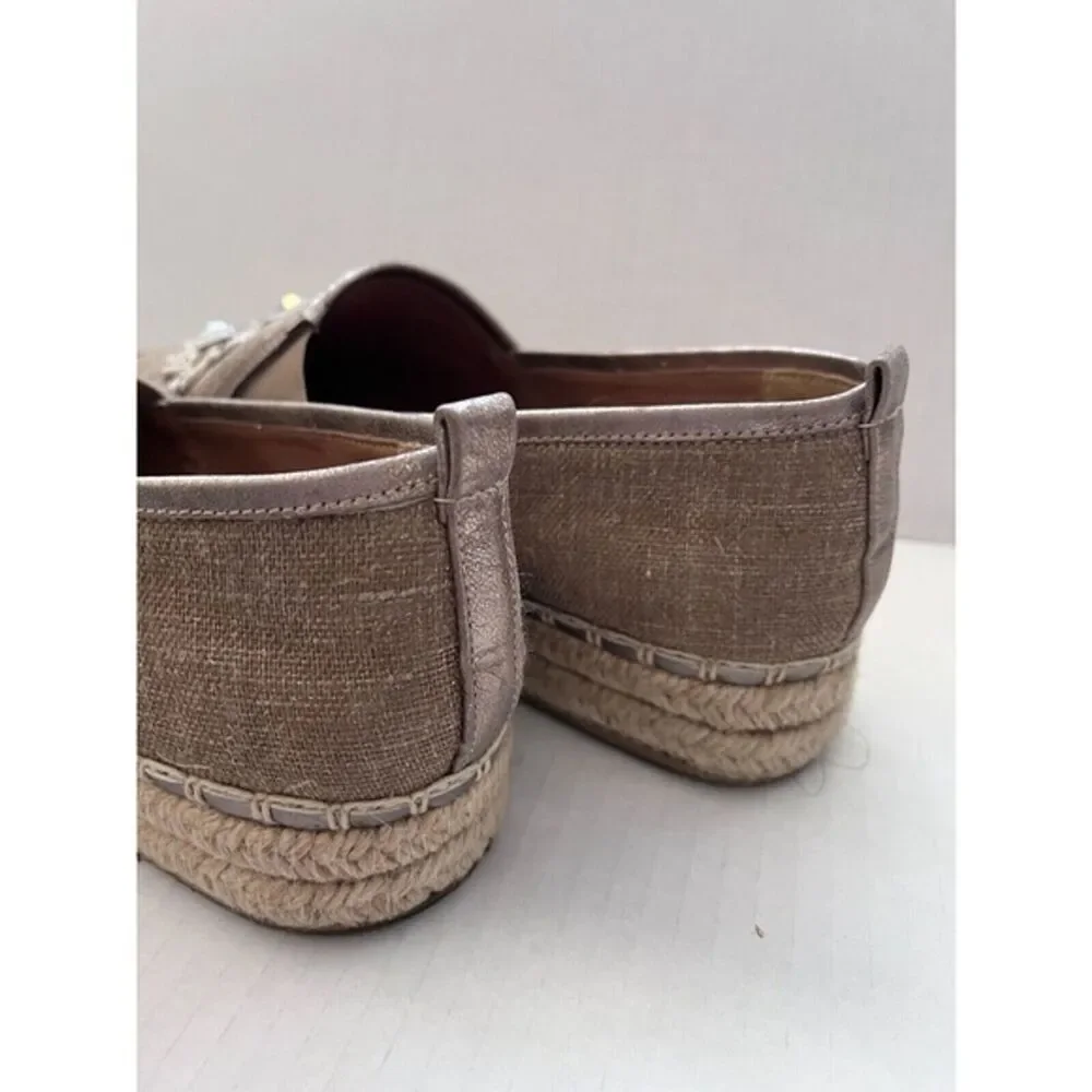 Klub Nico Women's Espadrille Tan Canvas w/ Metallic Thread Size 8